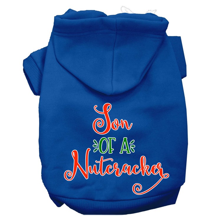 Son of a Nutcracker Screen Print Dog Hoodie Blue XS